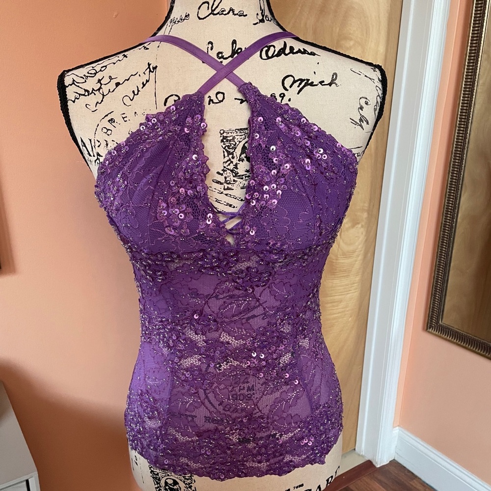 Lace Beaded Tank Top